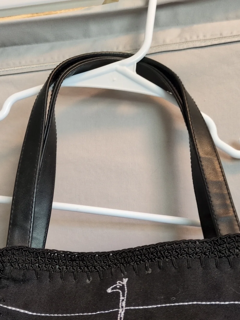 Black Giraffe Embroidered Handbag